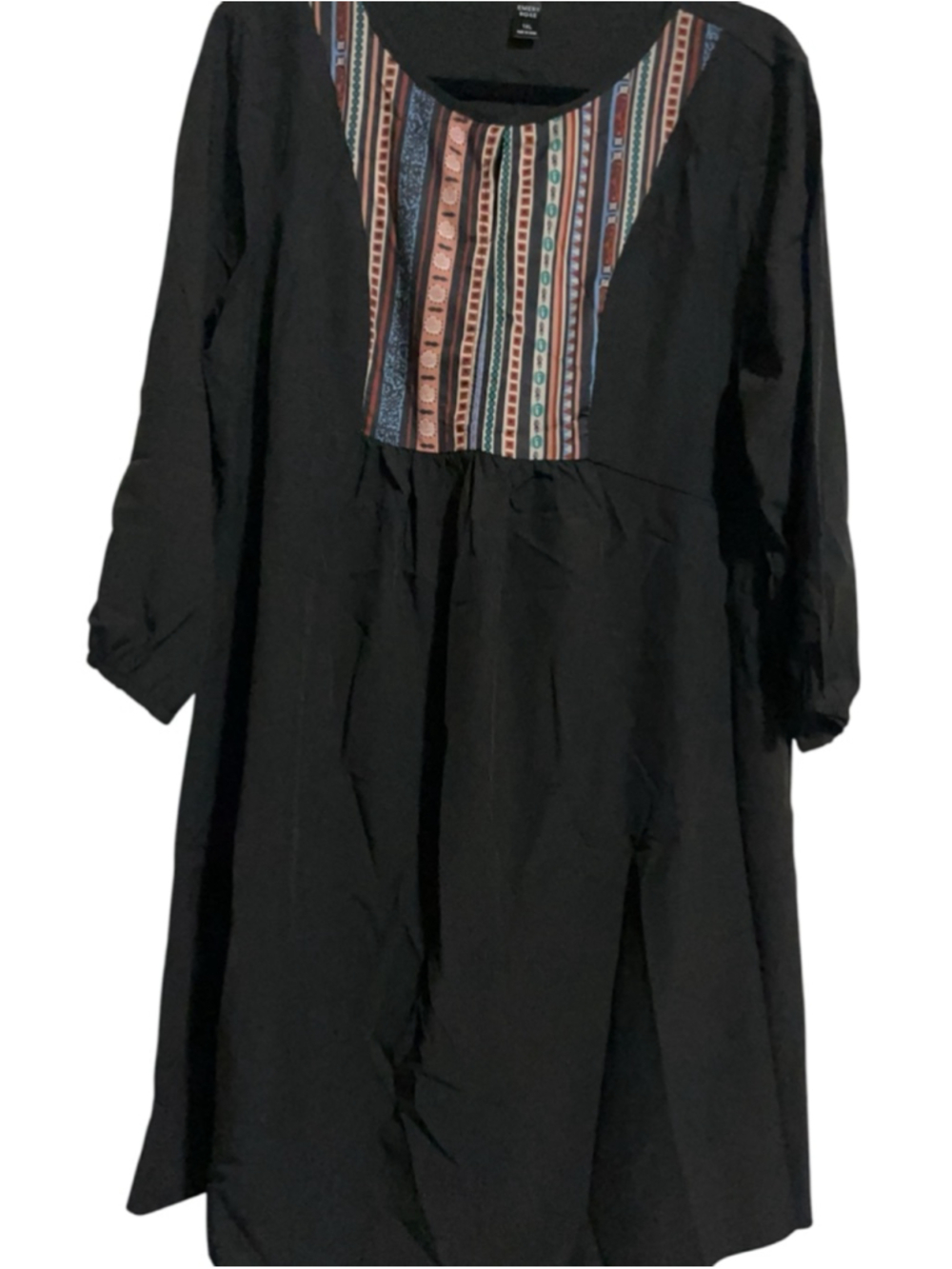 EUC Women's EMERY ROSE Black Multi-color Tunic Top Plus Size 1X
